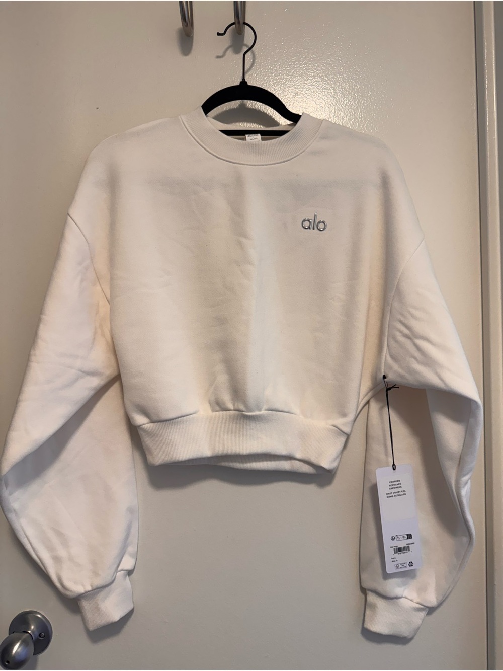 ALO Cropped Accolade Crewneck - Ivory NWT